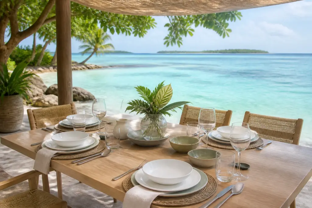 AI-generated project scene visualization for Emerald Maldives tableware supply experience